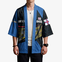 Faroe Islands Kimono with Waterfall Nature Scene and Rune Pattern Design - Wonder Print Shop