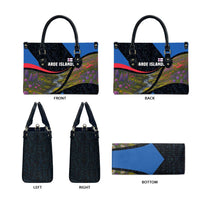 Faroe Islands Leather Bag with Waterfall Nature Scene and Rune Pattern Design - Wonder Print Shop