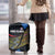 Faroe Islands Luggage Cover with Waterfall Nature Scene and Rune Pattern Design - Wonder Print Shop
