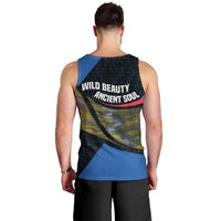 Faroe Islands Men Tank Top with Waterfall Nature Scene and Rune Pattern Design - Wonder Print Shop