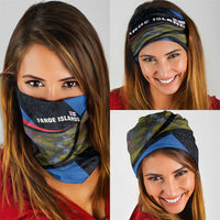 Faroe Islands Neck Gaiter with Waterfall Nature Scene and Rune Pattern Design TS04