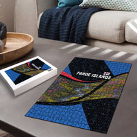 Faroe Islands Puzzle with Waterfall Nature Scene and Rune Pattern Design - Wonder Print Shop