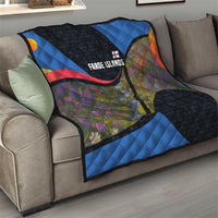 Faroe Islands Quilt with Waterfall Nature Scene and Rune Pattern Design - Wonder Print Shop