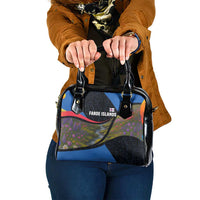 Faroe Islands Shoulder Handbag with Waterfall Nature Scene and Rune Pattern Design - Wonder Print Shop