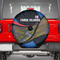 Faroe Islands Spare Tire Cover with Waterfall Nature Scene and Rune Pattern Design - Wonder Print Shop
