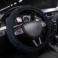 Faroe Islands Steering Wheel Cover with Waterfall Nature Scene and Rune Pattern Design - Wonder Print Shop