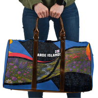 Faroe Islands Travel Bag with Waterfall Nature Scene and Rune Pattern Design - Wonder Print Shop