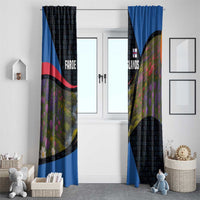 Faroe Islands Window Curtain with Waterfall Nature Scene and Rune Pattern Design - Wonder Print Shop
