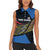 Faroe Islands Women Sleeveless Polo Shirt with Waterfall Nature Scene and Rune Pattern Design - Wonder Print Shop