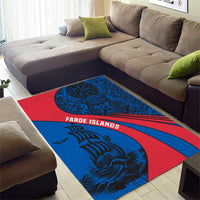 Faroe Islands Area Rug with Viking Warrior and Longship Design - Wonder Print Shop