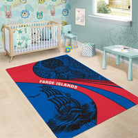 Faroe Islands Area Rug with Viking Warrior and Longship Design - Wonder Print Shop