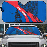 Faroe Islands Auto Sun Shade with Viking Warrior and Longship Design - Wonder Print Shop