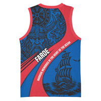 Faroe Islands Basketball Jersey with Viking Warrior and Longship Design - Wonder Print Shop