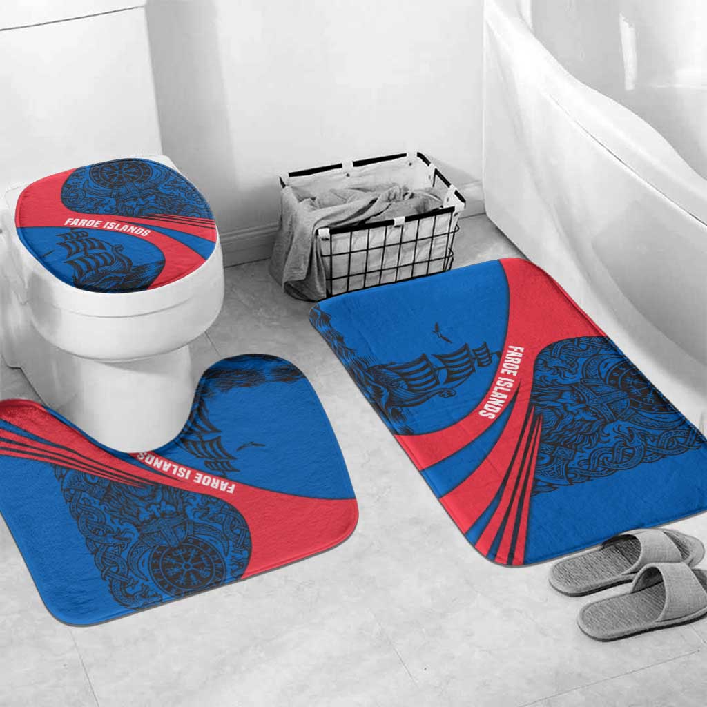 Faroe Islands Bathroom Set with Viking Warrior and Longship Design - Wonder Print Shop