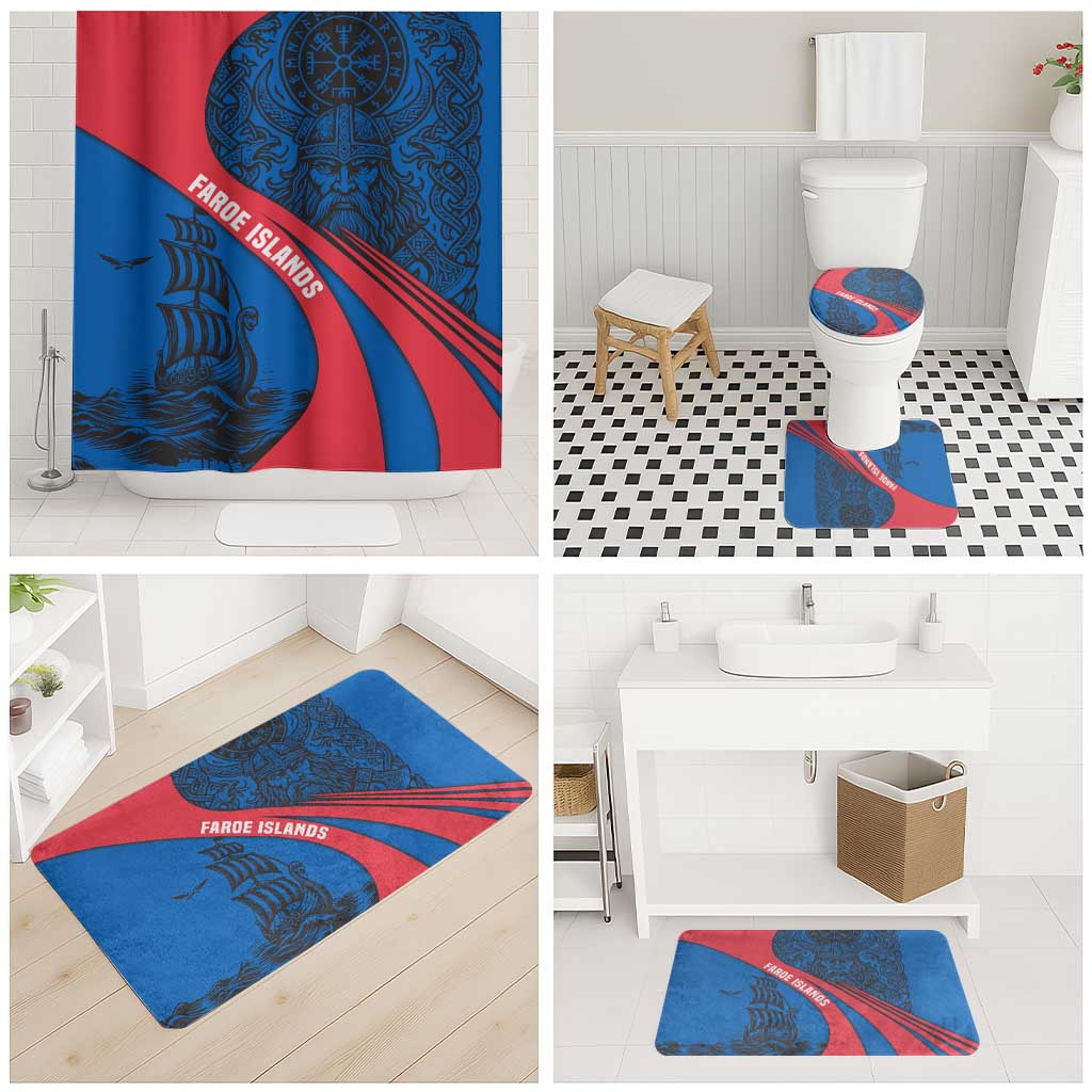 Faroe Islands Bathroom Set with Viking Warrior and Longship Design - Wonder Print Shop