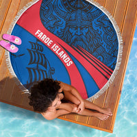 Faroe Islands Beach Blanket with Viking Warrior and Longship Design - Wonder Print Shop