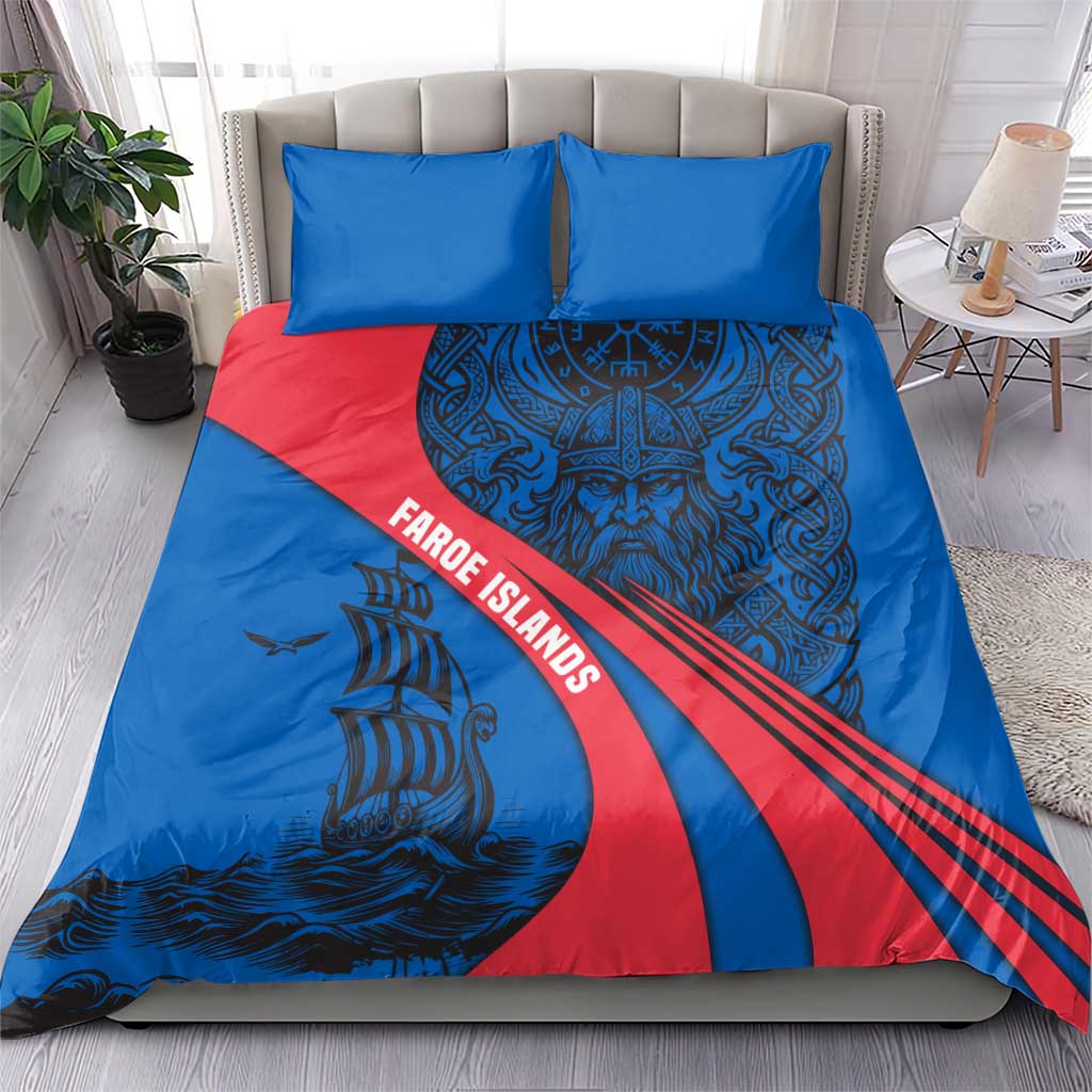 Faroe Islands Bedding Set with Viking Warrior and Longship Design - Wonder Print Shop