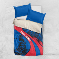 Faroe Islands Bedding Set with Viking Warrior and Longship Design - Wonder Print Shop