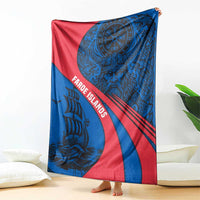 Faroe Islands Blanket with Viking Warrior and Longship Design - Wonder Print Shop