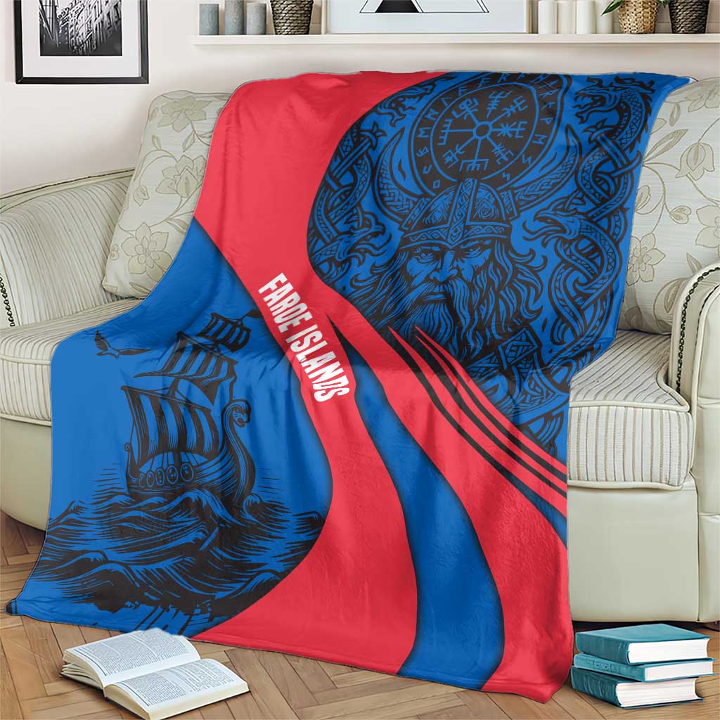 Faroe Islands Blanket with Viking Warrior and Longship Design - Wonder Print Shop