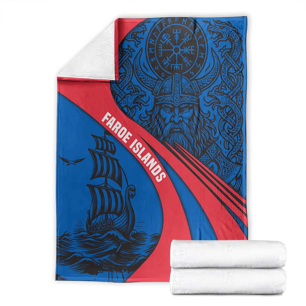 Faroe Islands Blanket with Viking Warrior and Longship Design - Wonder Print Shop