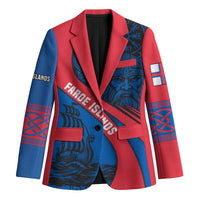 Faroe Islands Blazer with Viking Warrior and Longship Design - Wonder Print Shop