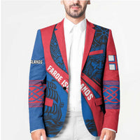 Faroe Islands Blazer with Viking Warrior and Longship Design - Wonder Print Shop