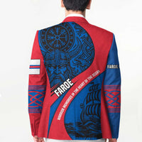 Faroe Islands Blazer with Viking Warrior and Longship Design - Wonder Print Shop