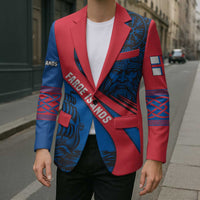 Faroe Islands Blazer with Viking Warrior and Longship Design - Wonder Print Shop