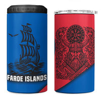 Faroe Islands 4 in 1 Can Cooler Tumbler with Viking Warrior and Longship Design - Wonder Print Shop