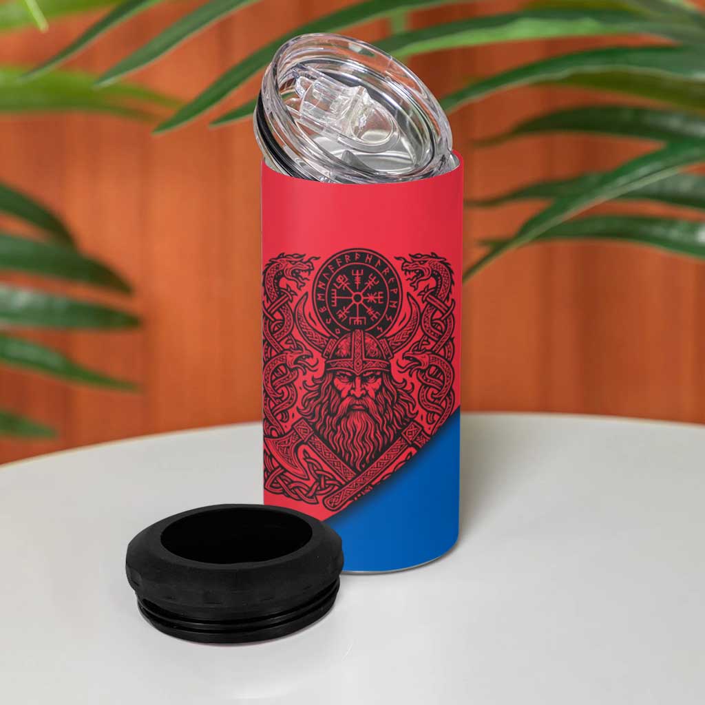 Faroe Islands 4 in 1 Can Cooler Tumbler with Viking Warrior and Longship Design - Wonder Print Shop