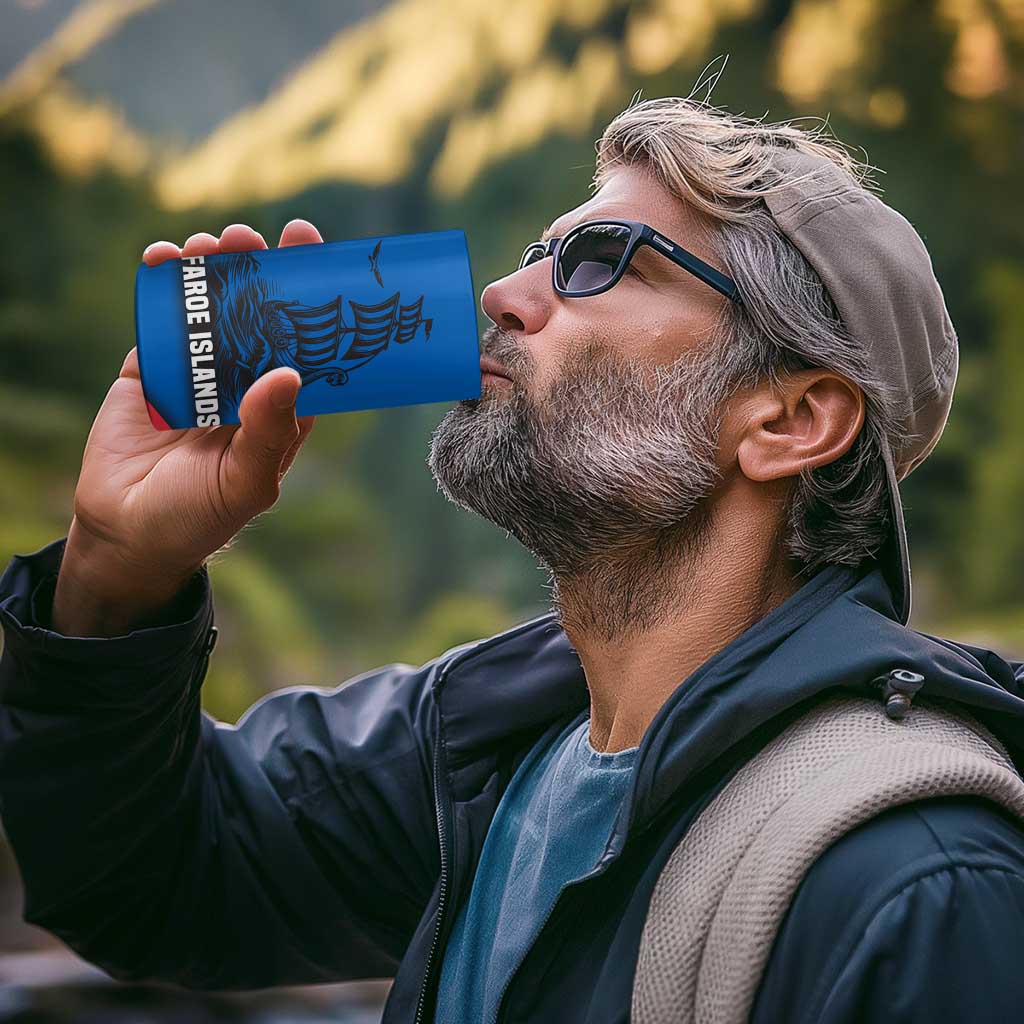 Faroe Islands 4 in 1 Can Cooler Tumbler with Viking Warrior and Longship Design - Wonder Print Shop