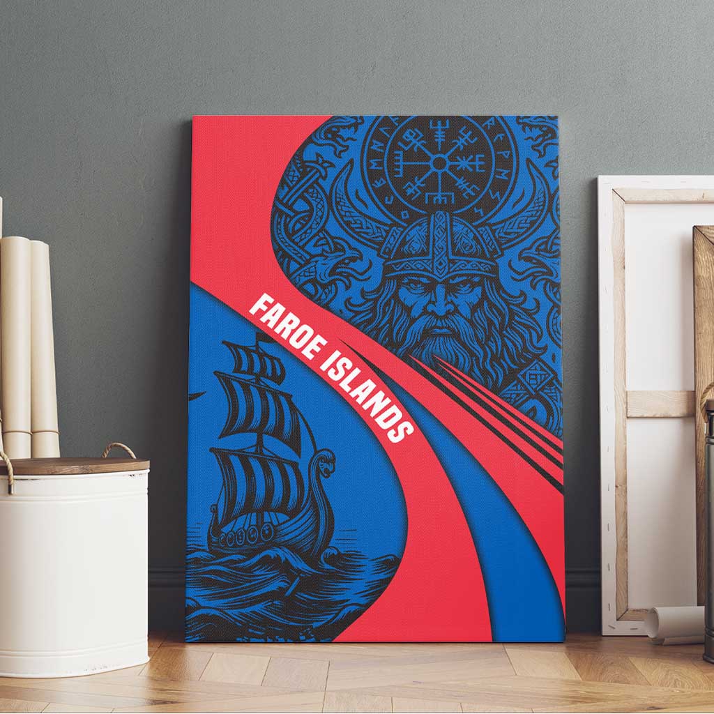 Faroe Islands Canvas Wall Art with Viking Warrior and Longship Design - Wonder Print Shop