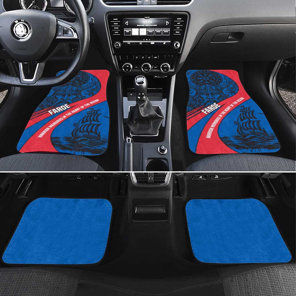 Faroe Islands Car Mats with Viking Warrior and Longship Design - Wonder Print Shop