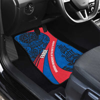 Faroe Islands Car Mats with Viking Warrior and Longship Design - Wonder Print Shop