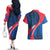 Faroe Islands Couples Matching Off The Shoulder Long Sleeve Dress and Hawaiian Shirt with Viking Warrior and Longship Design - Wonder Print Shop