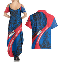 Faroe Islands Couples Matching Summer Maxi Dress and Hawaiian Shirt with Viking Warrior and Longship Design - Wonder Print Shop