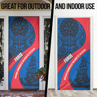 Faroe Islands Door Cover with Viking Warrior and Longship Design - Wonder Print Shop