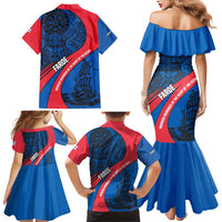 Faroe Islands Family Matching Mermaid Dress and Hawaiian Shirt with Viking Warrior and Longship Design - Wonder Print Shop