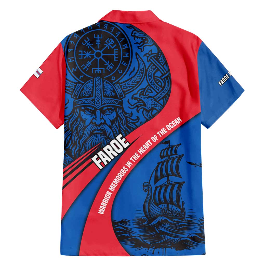 Faroe Islands Family Matching Off Shoulder Short Dress and Hawaiian Shirt with Viking Warrior and Longship Design - Wonder Print Shop