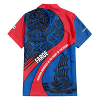 Faroe Islands Family Matching Off Shoulder Short Dress and Hawaiian Shirt with Viking Warrior and Longship Design - Wonder Print Shop