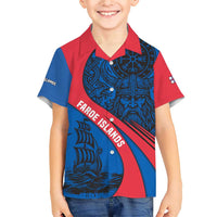 Faroe Islands Family Matching Short Sleeve Bodycon Dress and Hawaiian Shirt with Viking Warrior and Longship Design - Wonder Print Shop