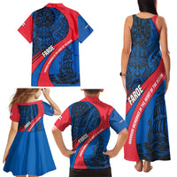 Faroe Islands Family Matching Tank Maxi Dress and Hawaiian Shirt with Viking Warrior and Longship Design - Wonder Print Shop
