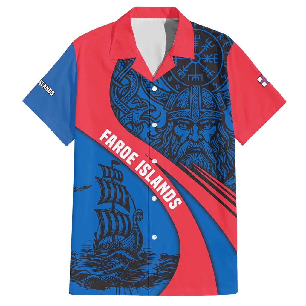Faroe Islands Hawaiian Shirt with Viking Warrior and Longship Design - Wonder Print Shop