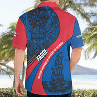 Faroe Islands Hawaiian Shirt with Viking Warrior and Longship Design - Wonder Print Shop
