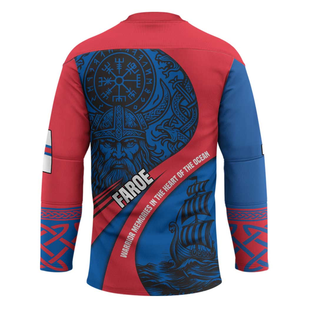 Faroe Islands Hockey Jersey with Viking Warrior and Longship Design - Wonder Print Shop