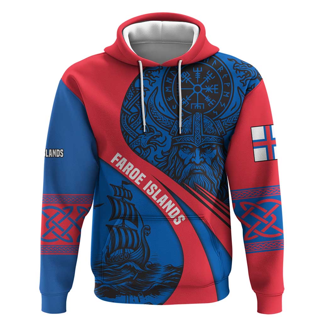 Faroe Islands Hoodie with Viking Warrior and Longship Design - Wonder Print Shop