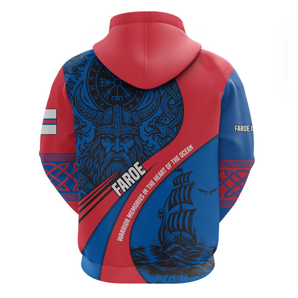 Faroe Islands Hoodie with Viking Warrior and Longship Design - Wonder Print Shop