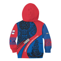 Faroe Islands Kid Hoodie with Viking Warrior and Longship Design - Wonder Print Shop