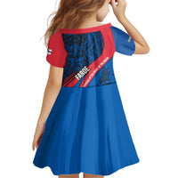 Faroe Islands Kid Short Sleeve Dress with Viking Warrior and Longship Design - Wonder Print Shop